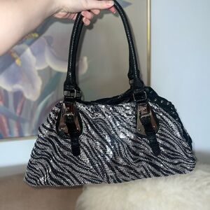 Black and Silver Zebra Print Women's Bag